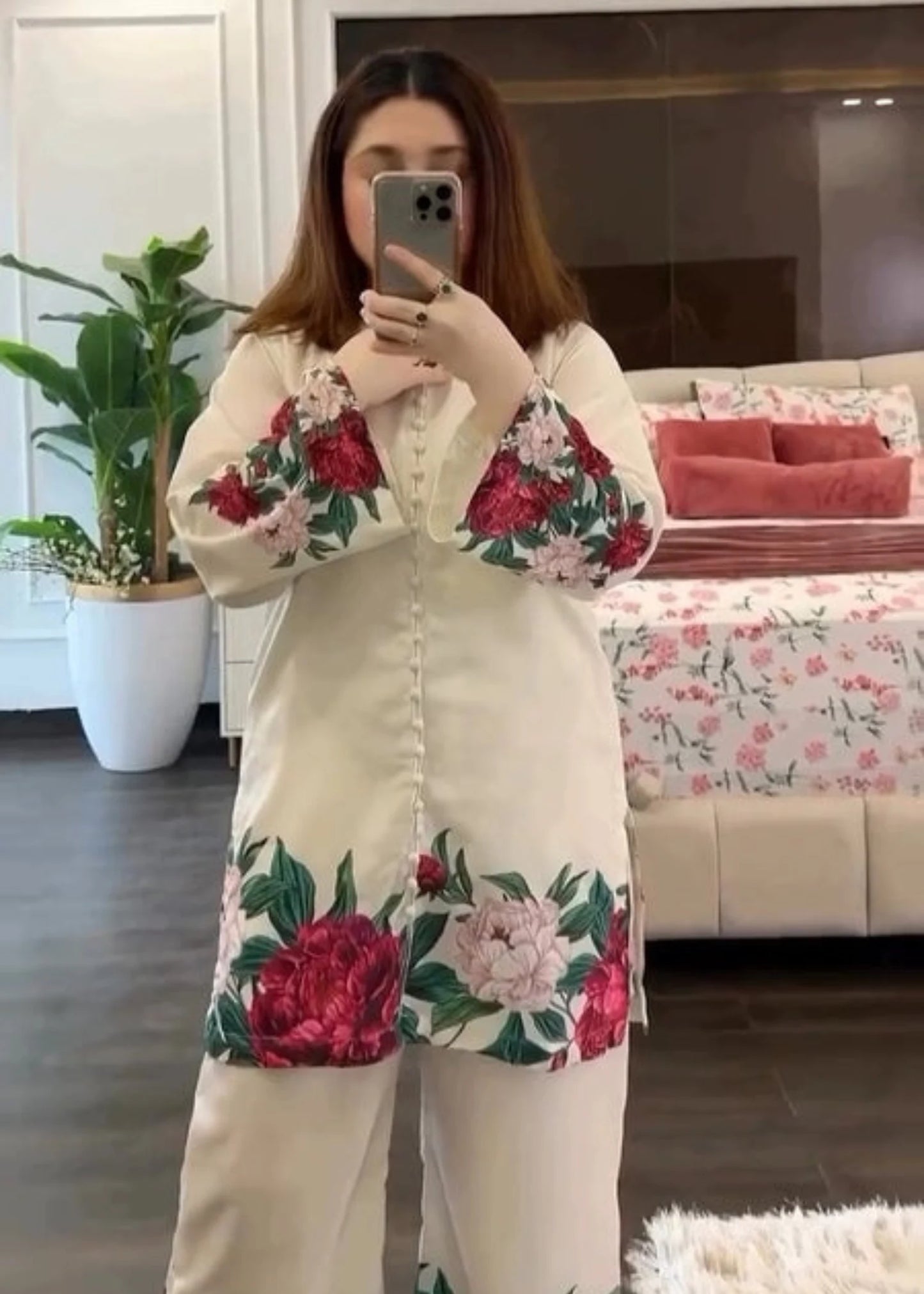 2 PC Printed Khaddar Suit - White 042