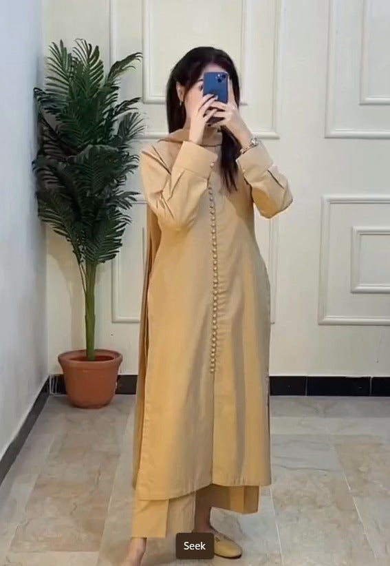 3 Piece Soft Khaddar-Stitched Dress - 049