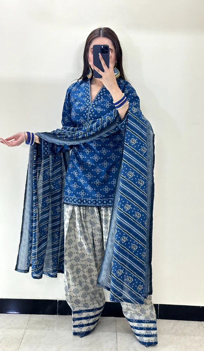 2 Piece Lawn Printed Stitched Dress - 016