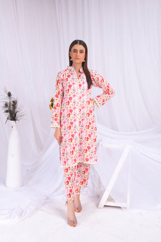 2 PC Premium Stitched Suit - Noor 023