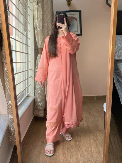 3 Piece Soft Cambric Stitch Suit 240