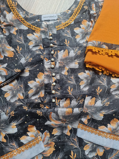 3-Piece Dobby Lawn Stitched Dress - 253