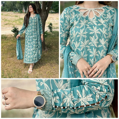 3-Piece Premium Lawn Stitched Dress -230