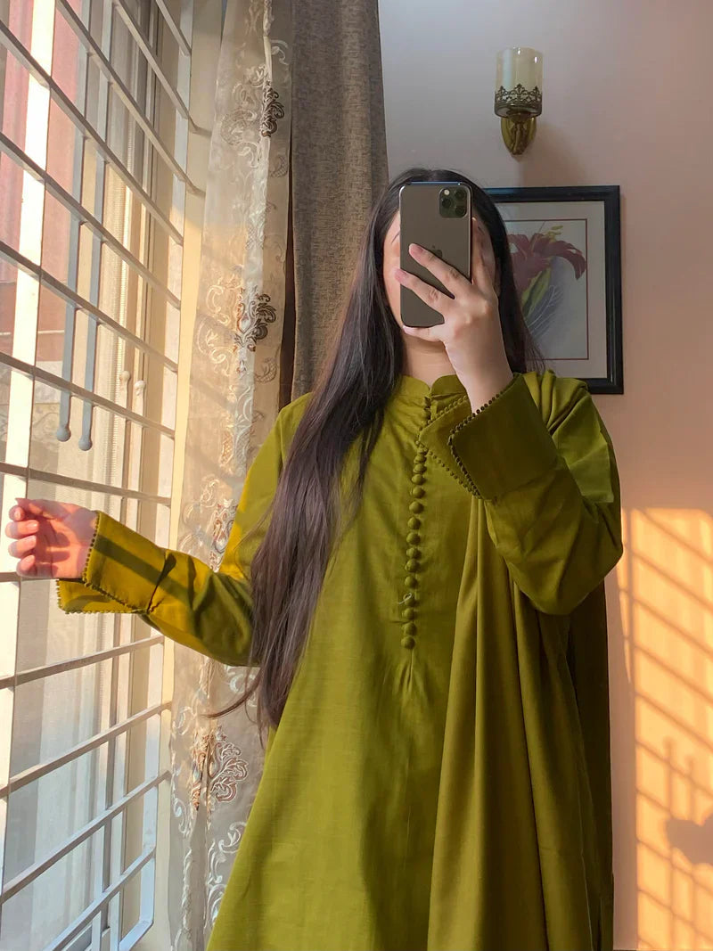 3 Piece-Plain Khaddar Stitch Dress-220