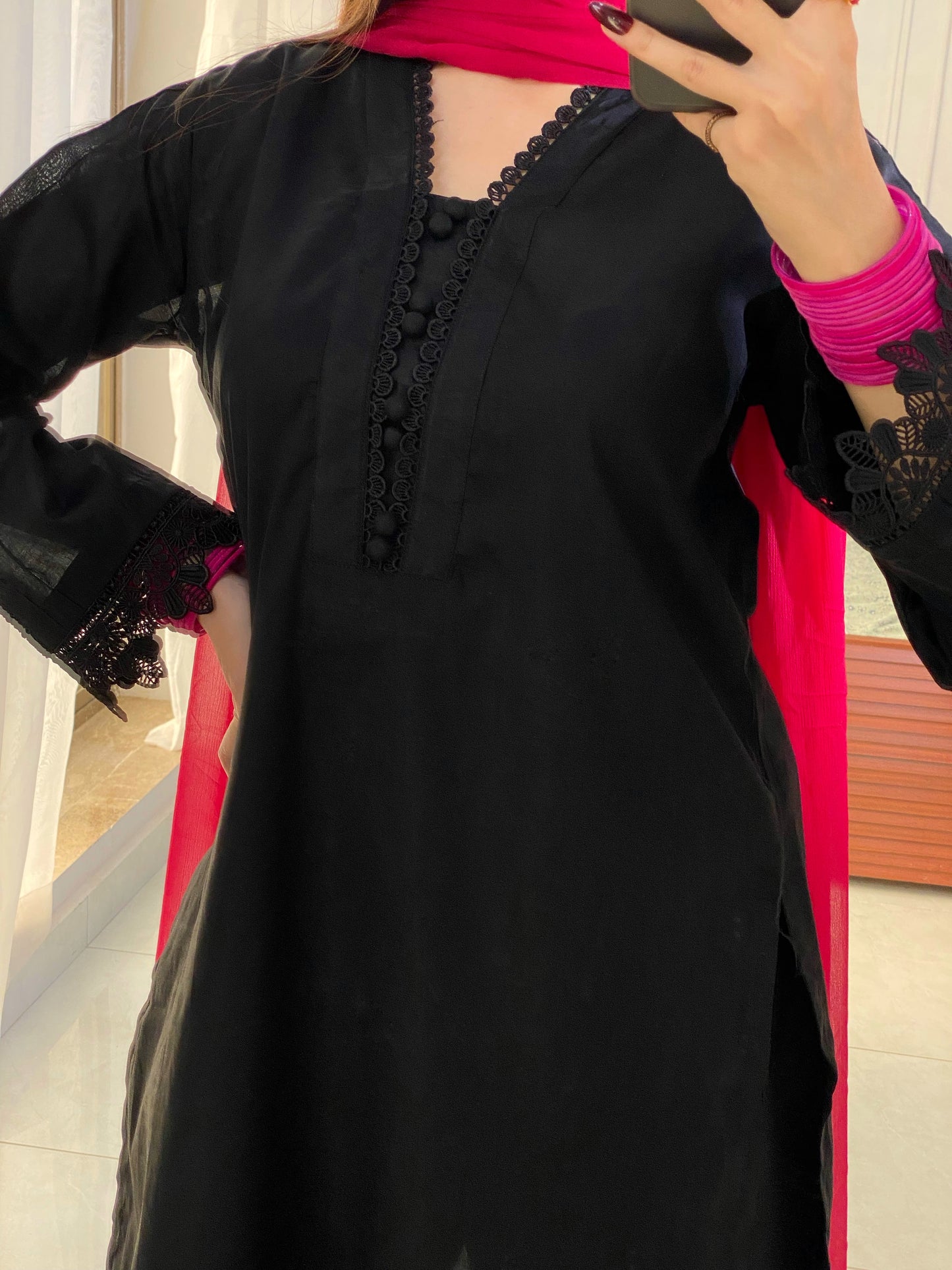 3 Piece -Lawn Dress With Plazo-103