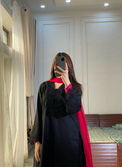 3 Piece -Lawn Dress With Plazo-103