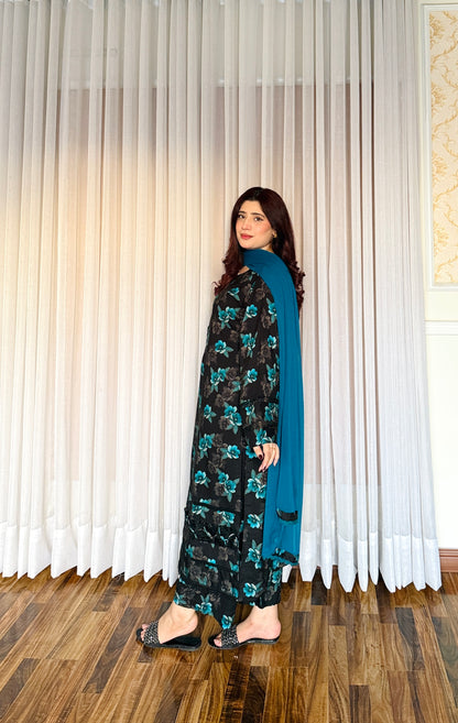 3-Piece Premium Cambric Viscos Stitched Dress-057