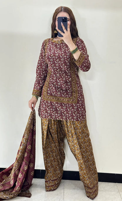 3 Piece Lawn Printed Stitched Dress - 019