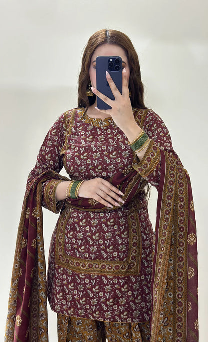 3 Piece Lawn Printed Stitched Dress - 019