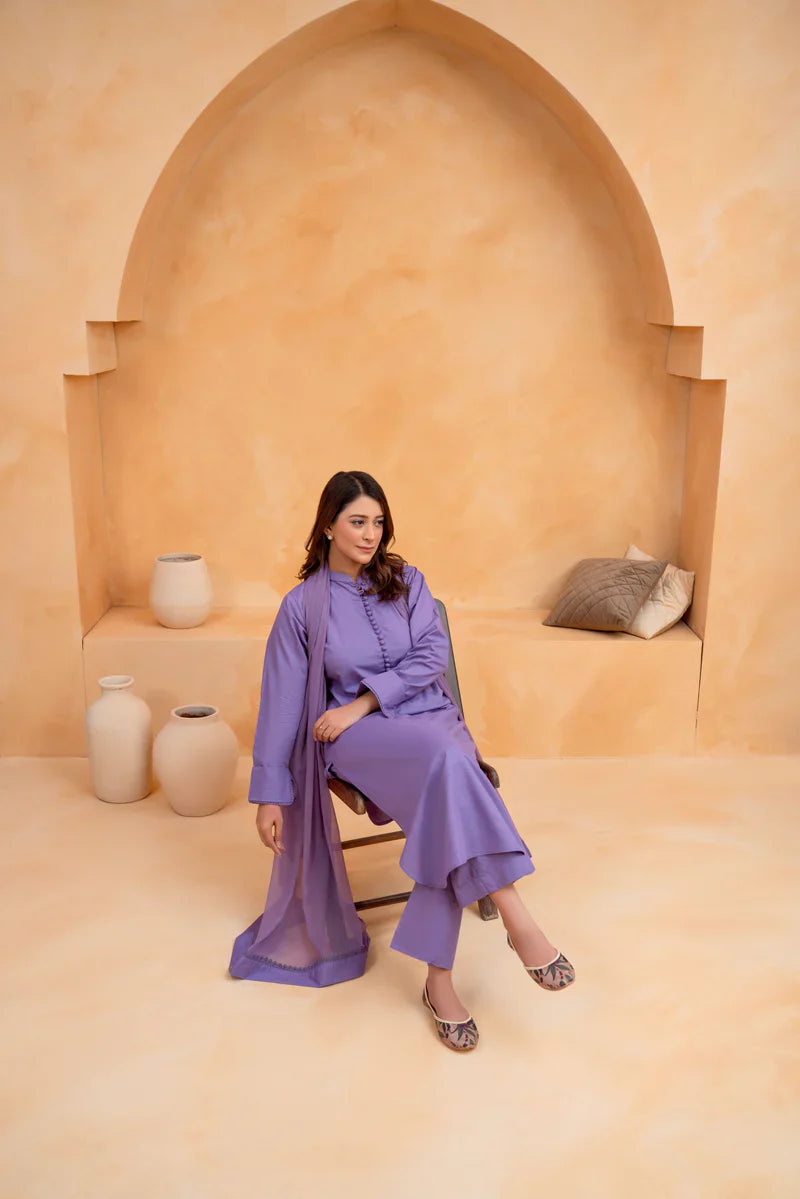 3 Piece-Plain Khaddar Stitch Dress-226