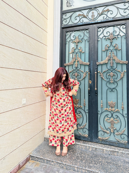 3 Piece -Premium Viscose Stitched Dress- 056