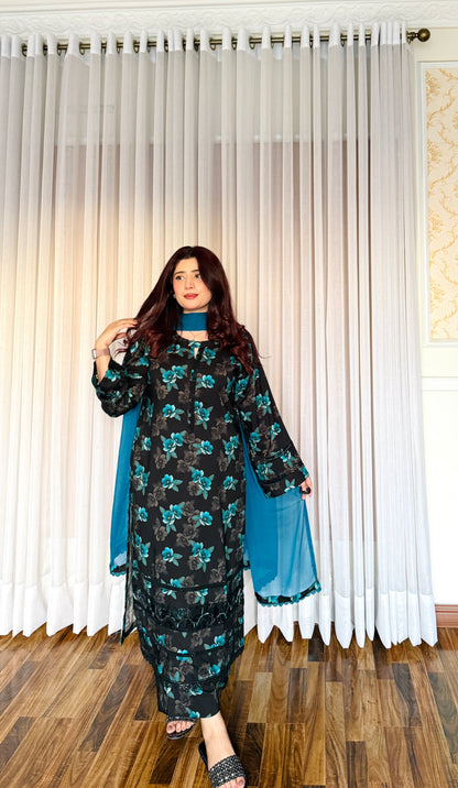 3-Piece Premium Cambric Viscos Stitched Dress-057