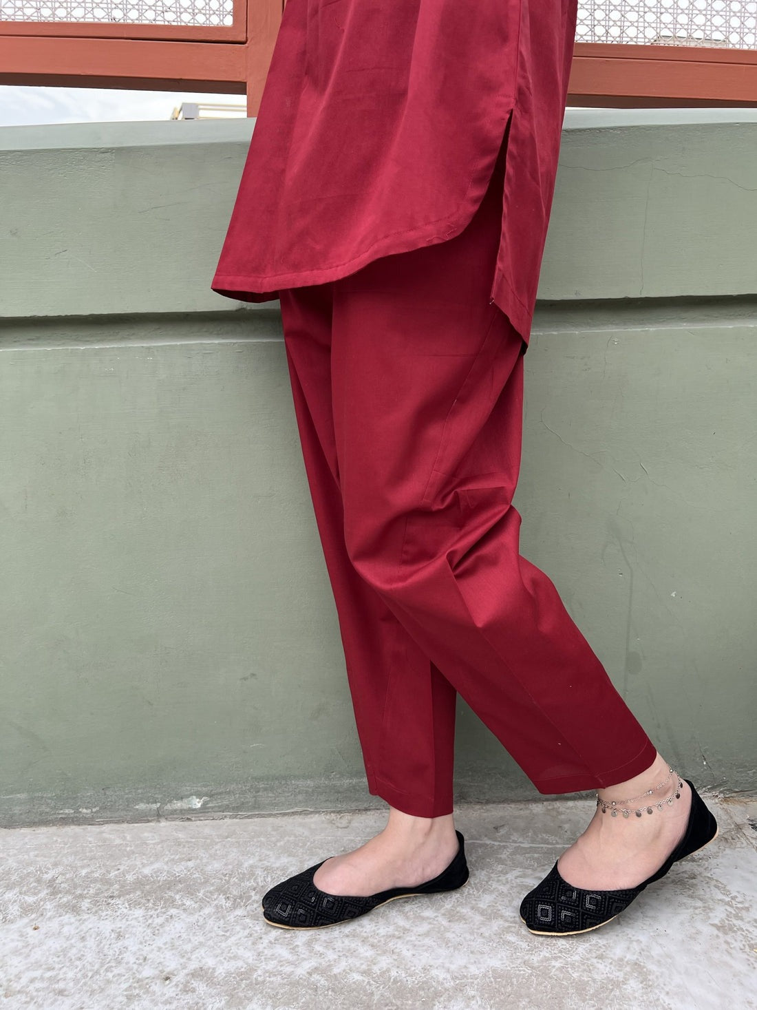 2 Pieces Stitched Maroon Co-Ord Set