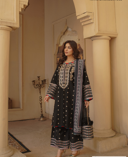 4 Piece Fancy Embroidered Lawn Stitched Dress - Fancy 112