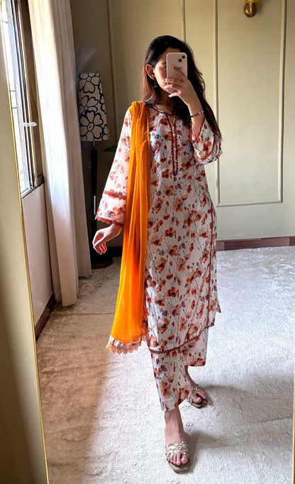 3 Piece - Lawn Printed Stitched Dress - 079