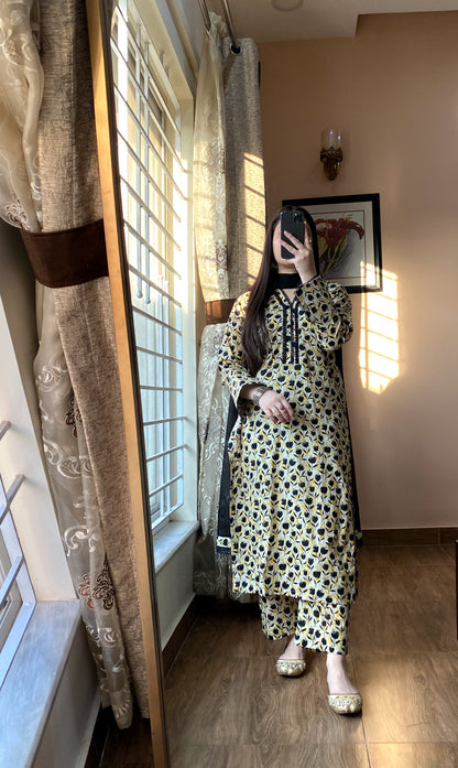 3 Piece - Pure Lawn Printed Dress - 073