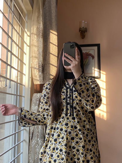 3 Piece - Pure Lawn Printed Dress - 073