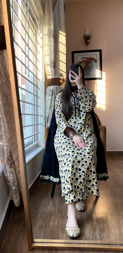 3 Piece - Pure Lawn Printed Dress - 073