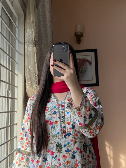 2 Piece - Lawn Printed Stitched Dress - 076