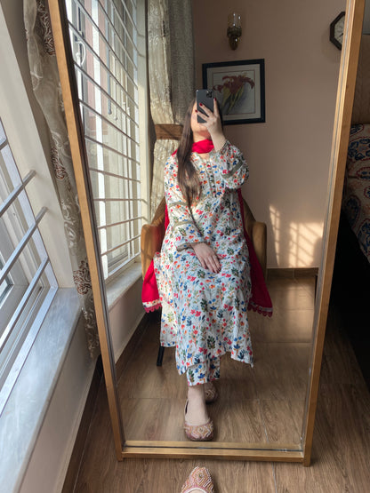 3 Piece - Lawn Printed Stitched Dress - 076