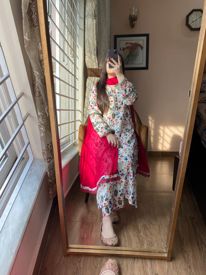 2 Piece - Lawn Printed Stitched Dress - 076