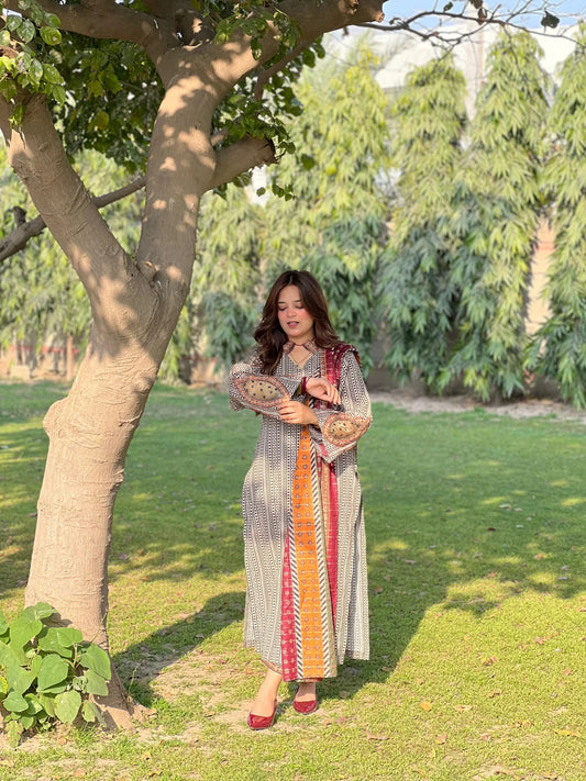 3 Piece Pure Lawn Printed Stitched Suit – 266