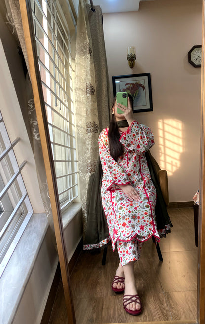 3 Piece - Cotton Lawn Stitched Dress - 072