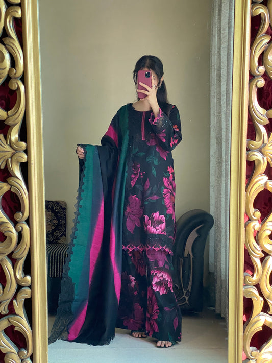 3 Piece - Slub Khaddar Stitched Dress-228