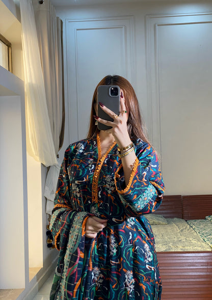 3 Piece-Embroidered Lawn Stitched Dress -121