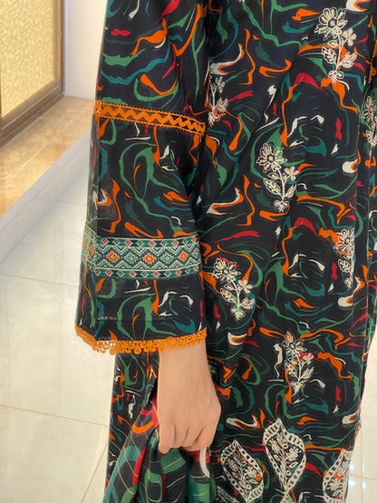 3 Piece-Embroidered Lawn Stitched Dress -121