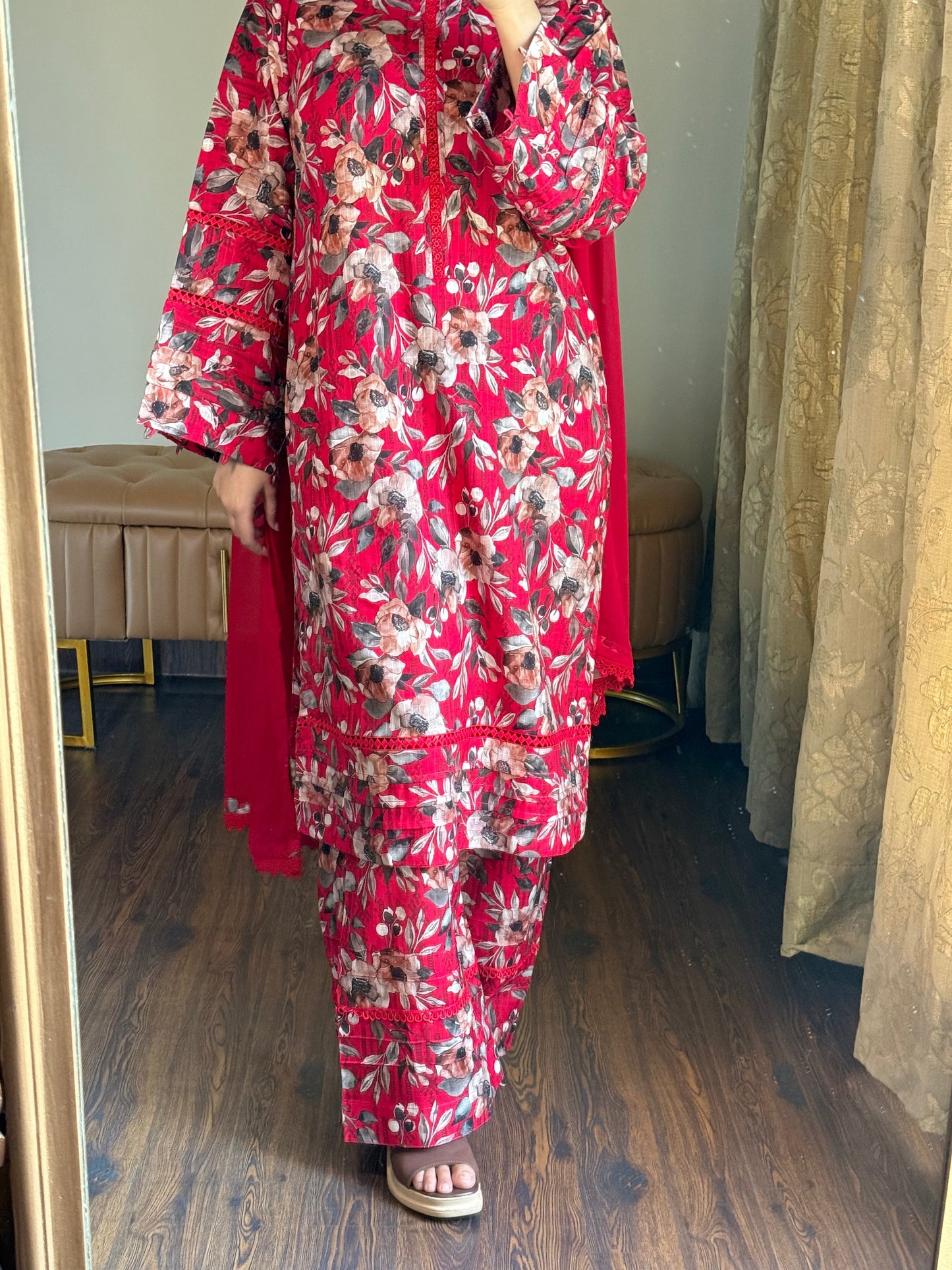 3-Piece Dobby Lawn Stitched Dress - 250