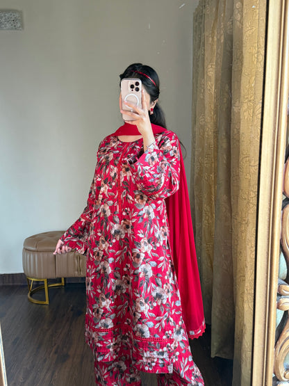 3-Piece Dobby Lawn Stitched Dress - 250