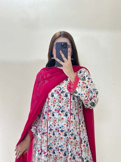 3 Piece - Lawn Printed Stitched Dress - 089