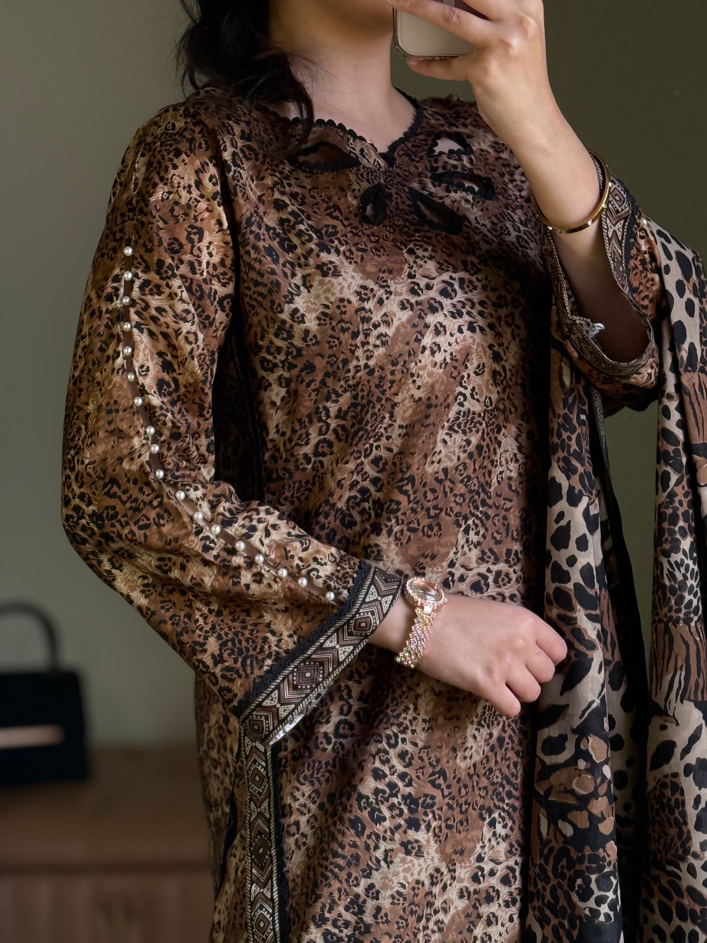 3-Piece Premium Lawn Stitched Dress -256