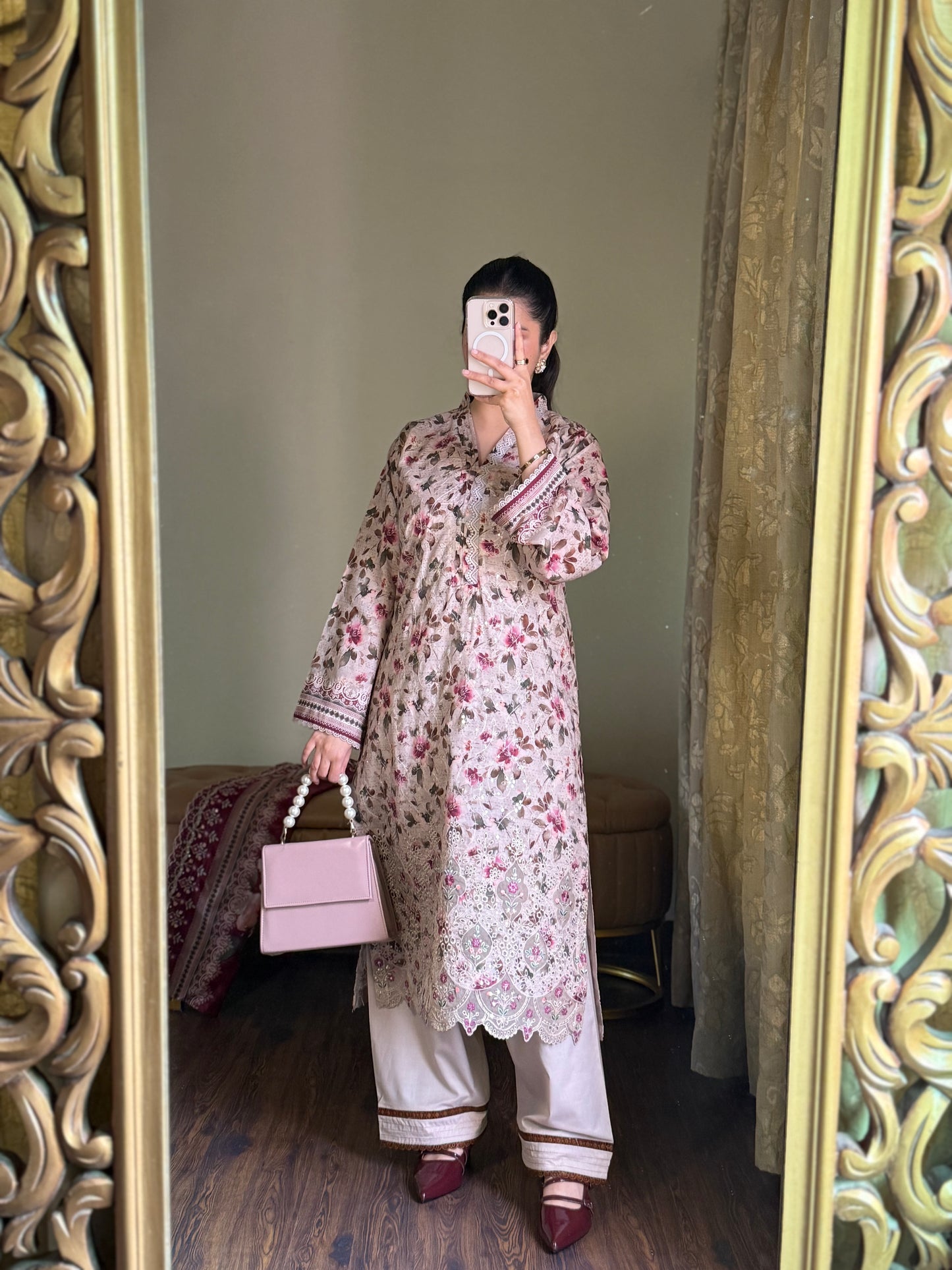 3 Piece-Embroidered Lawn Stitched Dress -258