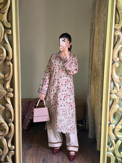 3 Piece-Embroidered Lawn Stitched Dress -258