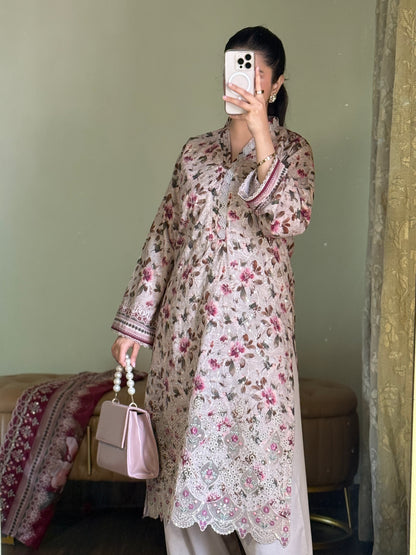 3 Piece-Embroidered Lawn Stitched Dress -258