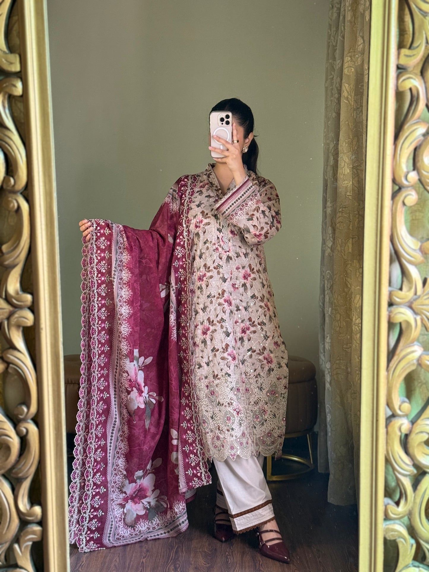 3 Piece-Embroidered Lawn Stitched Dress -258