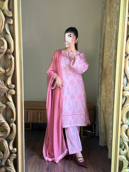 3-Piece Premium Lawn Stitched Dress -257