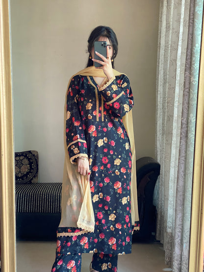 3 Piece - Lawn Printed Stitched Dress - 263