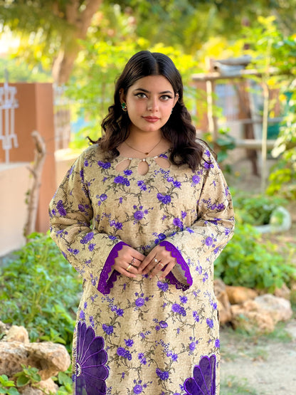 2 PC Khaddar Stitched Suit - 041 Beige color