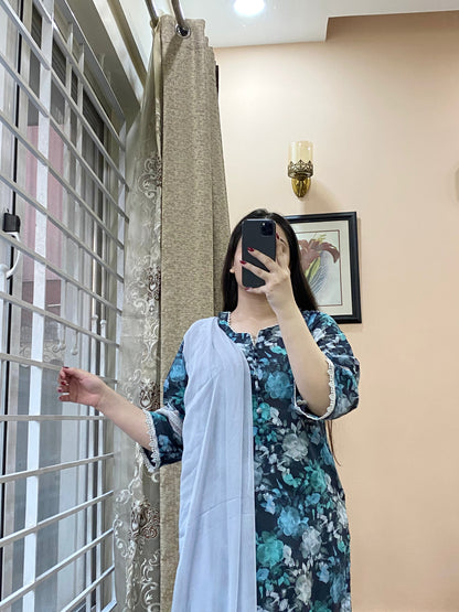 3 Piece - Lawn Printed Stitched Dress - 097