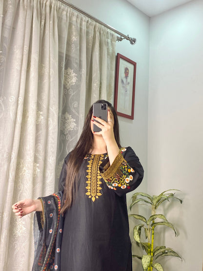 3 Piece Embroidered Lawn Stitched Dress -125