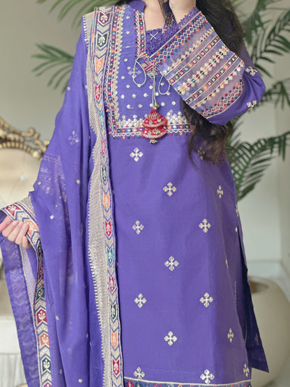 3 Piece - Embroidered Pure Lawn Suit-291