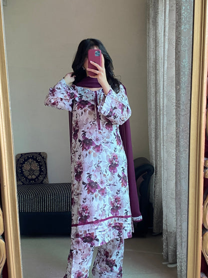 3 Piece - Lawn Printed Stitched Dress-235