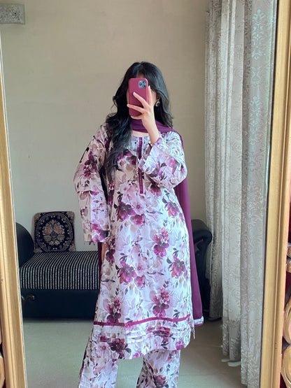 3 Piece - Lawn Printed Stitched Dress-235