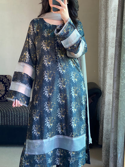 3 Piece - Lawn Printed Stitched Dress -234