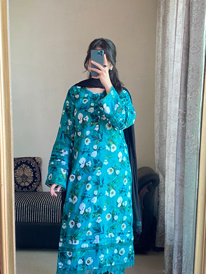 3 Piece - Lawn Printed Stitched Dress - 232