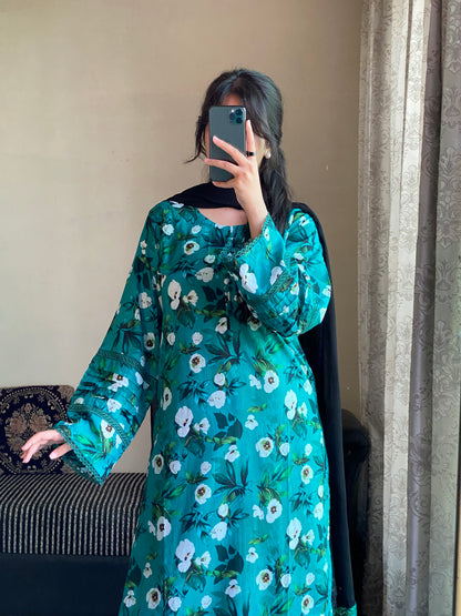 3 Piece - Lawn Printed Stitched Dress - 232