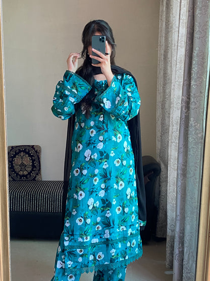 3 Piece - Lawn Printed Stitched Dress - 232